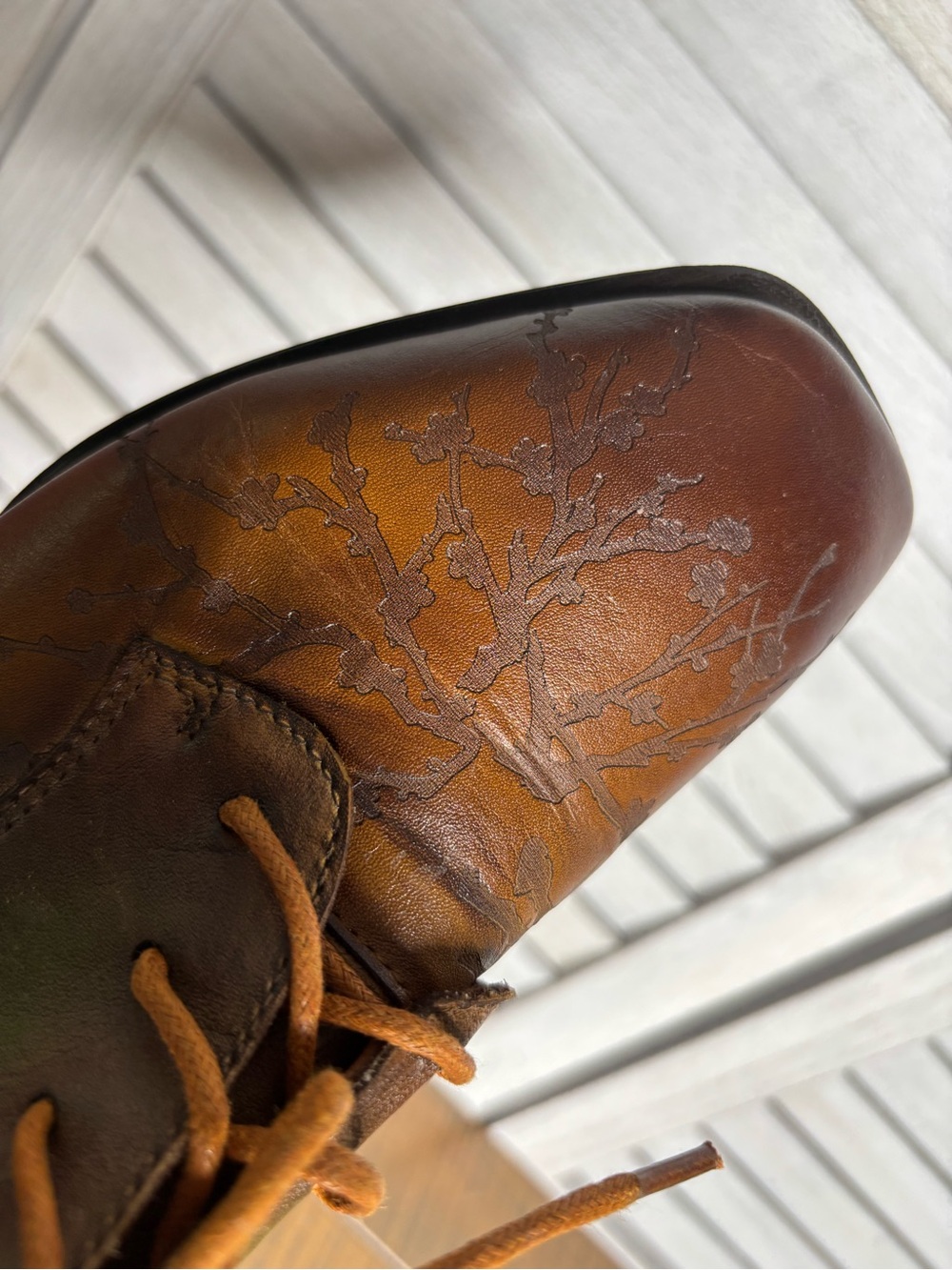 Spring Step L'Artiste Brown Green Ombre Leather Lace Up Oxford Heels Size 41 - Picture 8 of 16